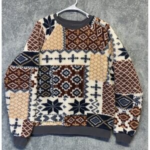 UO Cozy Sherpa Fair Isle Crew Neck Sweatshirt By Urban  Outfitters Men's Size M